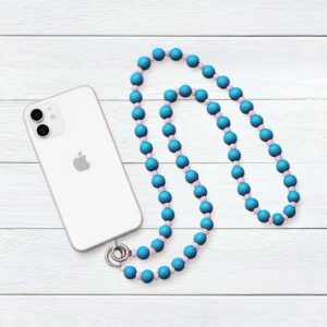 cuerda para el movil con bolas de madera color azul de moda para verano